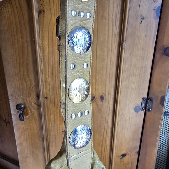 Free People Olive Leather Shoulder Bag with Silver Accents - Picture 5 of 9